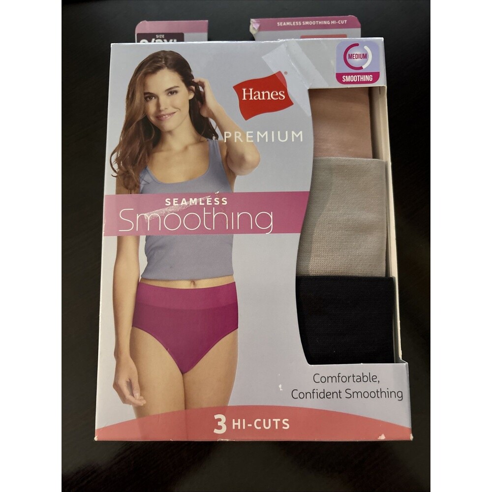 New Hanes Women’s Seamless Smoothing Toning Hi-cut Underwear 3 Pack Size 2XL